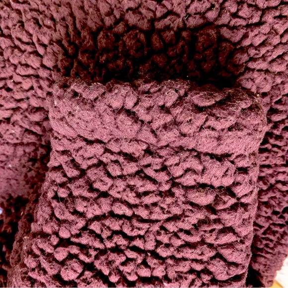 Burgundy Sherpa Fleece Gorpcore Granolacore Women’s S Pullover Jacket Sweatshirt - Picture 6 of 10